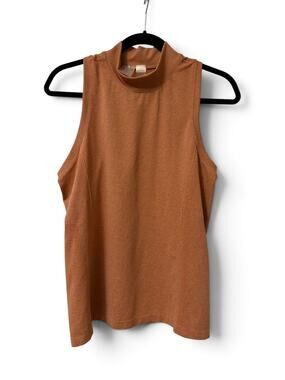 CALIA Seamless Sleeveless Mock Neck Top Size L Dark Orange NWT